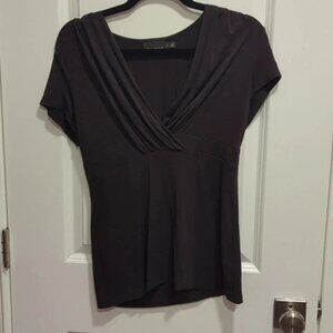 Black Draped V-Neck Top by The Limited